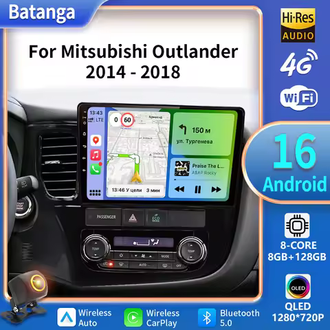 Android16 Video Player Carplay Auto Car Radio For Mitsubishi Outlander 3 GF0W GG0W 2012-2018 Multime