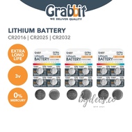GRABBIT Lithium Battery CR2016 CR2025 CR2032 [4pcs/set] | Bateri GRAB-HCHH-BT-CR