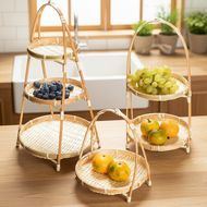 Handwoven Bamboo Chinese Storage Basket Multi-Tier Fruit and Dim Sum Rack