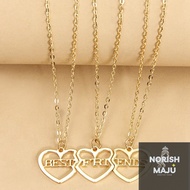 FQjewelryTeam 3pcs/Set BEST FRIEND Heart Pendant Necklace BFF Gold Silver Friendship Gift