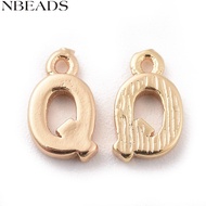 5pcs Brass Letter golden Letter.Q 8.5x5x1.5mm Hole: 0.8mm