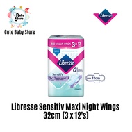 Libresse Sensitiv Maxi Night Wings (3 x 12's/32cm)