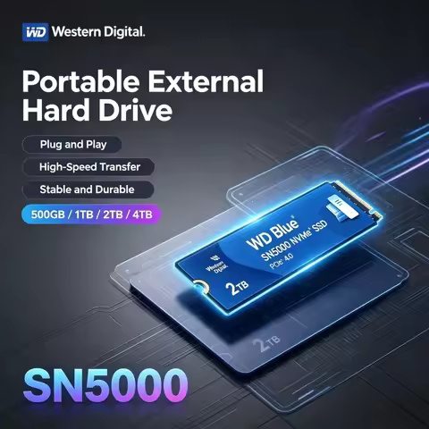 WD Blue SN5000 M.2 2280 PCIe4 NVMe SSD 1T 2TB Western Digital Internal Storage For High Performance 
