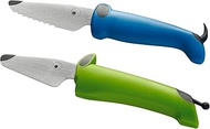 Kuhn Rikon KinderKitchen Children's Knife, Set of 2 - With Straight and Serrated Blade, Green &amp; Blue