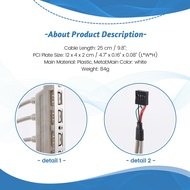 Dual Motherboard 9Pin Header to 4Port USB 2.0 Female Cable PCI Bracket