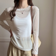Korean Lazy Style Knitted Shirt - Sheer Sunscreen Top Loose Aircon Cover Up Plus Size S-XL