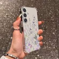 เคสโทรศัพท์ลายดอกไม้สีม่วงสร้างสรรค์ โปร่งใส กันตกสี่มุม ดีไซน์ยกขอบหน้าจอ รองรับ Google Pixel 9 Pro