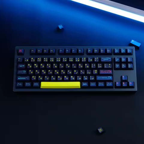 KYOMOT 128 Keys Awakening Keycap PBT Dye Sub Cherry Profile Cyberpunk Style Keycaps for MX Switch Cu