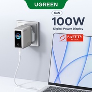 【TFT display screen Charger】UGREEN 100W GaN 5 Ports Fast Charger 8-fold protection Intelligent curre