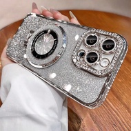 เคสโทรศัพท์ประดับเพชรเทียมแวววาวพร้อมขาตั้งแม่เหล็กสำหรับ iPhone - ปกป้องตัวเครื่องเต็มรูปแบบ กันกระ