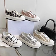 Dior Retro Floral Embroidered Canvas Shoes - White, Thick Sole | Women’s Casual
