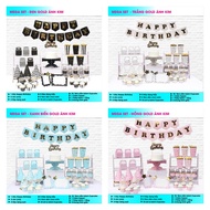 Bộ Trang Trí Bàn Tiệc Sinh Nhật Ánh Kim (7 Mẫu)