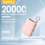 Orashare PCM20 Powerbank 20000mAh Fast Charging Built-in Dual Cables Portable with Digital Display