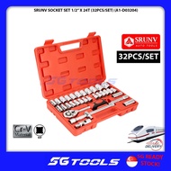 SRUNV SOCKET SET 1/2" X 24T (32PCS) (G-10019)/ CR-V STEEL BIT RATCHET WRENCH SOCKET REPAIR TOOL KIT 