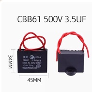 CBB61 3.5UF 500V Capacitor for Table/Oscillating/Floor Fan with Wire 3.24CBB61 Electric Fan Starting