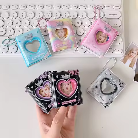 Cute Holds 32 Photos Instax Album Rainbow Color Queen Photo Album for 1.3x2.1 Inch Mini Name Card Mi