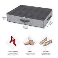 Under Bed Shoe Storage Organizer - Holds Up to 16 Pairs, Breathable & Foldable with Transparent Wind