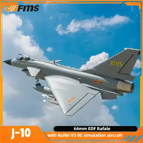 FMS New 64mm J-10 PNP with Ruifei V3 RC simulation aircraft fixed wing model outdoor remote-controll