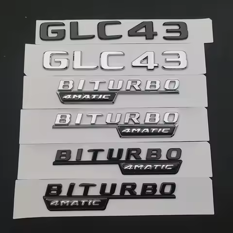 3D ABS Chrome Black Car Rear Trunk Badge Sticker Logo GLC 43 BITURBO 4MATIC Emblem For GLC43 Accesso