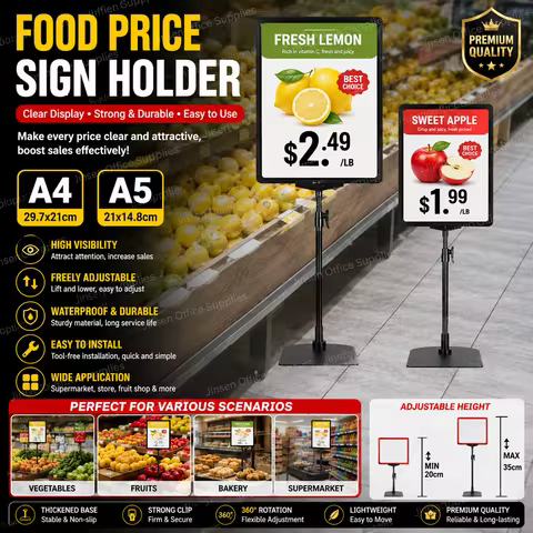 A4 A5 Food Sign Price Food Signs Advertising Label Rack Supermarket Vegetable Fruit Price Clamp Disp