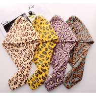 Get Coupon Leopard Print Shower Cap Bow Cationic Absorbent Headscarf Super Hair Drying Thickened