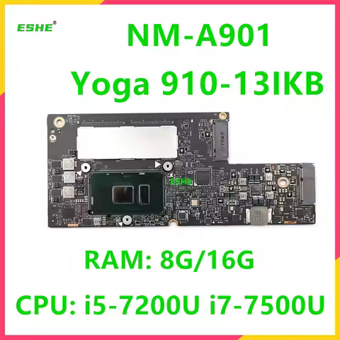NM-A901 For Lenovo YOGA 910-13IKB Laptop Motherboard 5B20M35011 I5-7200U I7-7500U 8G 16GB RAM 100% T