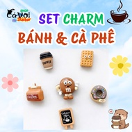 Cake and Coffee slipper charm Set - Lovely brown coffee charm