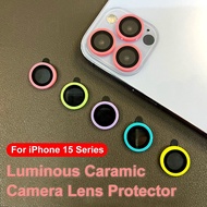 For iPhone 15 11 12 13 14 Pro Max Plus Mini luminated Camera Lens Protector Luminous Film Tempered Glass