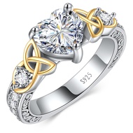 2ct Moissanite Engagement Ring for Women Heart Celtic Knot Ring Simulated Diamond Promise Ring 925 S