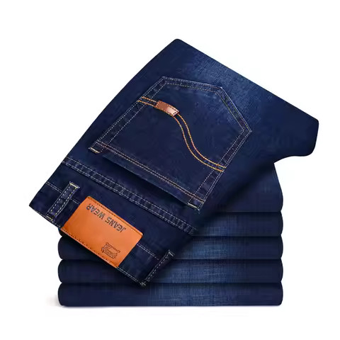 2024 New Men Stretch Jeans Male Classic Elasticity Business Jeans Men Fashion Comfortable Solid Slim