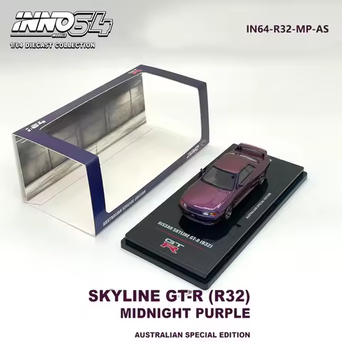 INNO64 1:64 Skyline GT-R (R32) Australian Special Edition Purple Diecast Car Model IN64-R32-MP-AS in