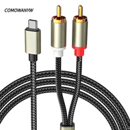 COMOWANYW Type C To 2 RCA 1m Speaker Amplifier Converter