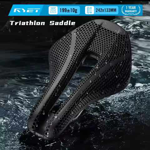 RYET 199g TT01 Triathlon Saddle Short Nose Aero Carbon Nylon Shell 7x9mm Carbon Rail Ultralight Time