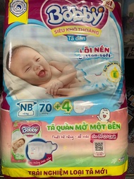[Tặng thêm 4 miếng tã quần] Tã dán Bobby Size NB 70 Miếng ( Size NB70/ XS70 ) Mẫu mới - Tã Dán Trẻ E