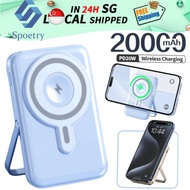 SG Local - PD Magnetic Powerbank With Stand 20000mAh Wireless Fast Charging Mini Power Bank Type-C Portable Battery Pack