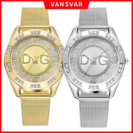 1/2PCS DQG Dia Women Quartz Watch Fashion Alloy Gold Mesh Strap Ladies Watches