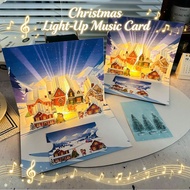 3D Pop Up Christmas Card Music House Light Xmas Gift For Family Friend