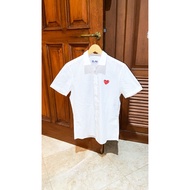 KEMEJA Play CDG White Shirt Short Sleeve