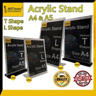 Acrylic L/T Shape A4 / A5 / A6 Display Stand (100% Acrylic)