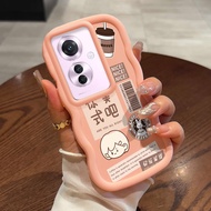 HP Case For OPPO Reno 11F 5G Case Coffee Americano Wave Edge Soft Cesing Case Silicone Softcase Maca