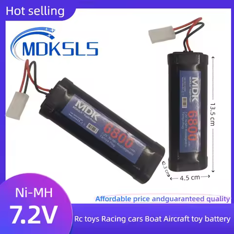 2026 7.2V 6800mAh NiMH Replacement RC Battery with Tamiya Discharge Connector for RC Toys Racing Car