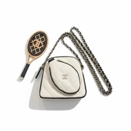 CHANEL 香奈兒 MINI網球包 帆布 白色 金扣 2022-2023 AP3150