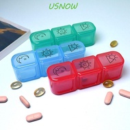 USNOW Pill Storage Box, Waterproof Three Grids Weekly Pill Organizer, Durable Multifunction Mini Dust Prevention Medicine Box Travel