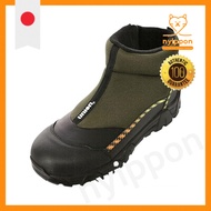 Nanaroku Side-Zip Safety Shoes No. 76-2405 OD, Insulated Fleece Work Boots, Winter Snow Shoes, Oil-R