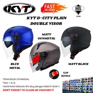 KYT D-CITY PLAIN COLOUR HELMET OPEN FACE DOUBLE VISOR - KYT D CITY