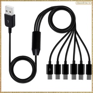 [K O G X] 1 PCS 6-In-1 USB Type C Splitter Cable C Data Transmission Charing Cable Black ABS for Pho