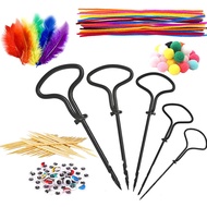 [Dynwave3] 250 Pieces Art and Craft Educational Gift Project Activity with Colorful Eyes and Feather Handmade Materials for Kids