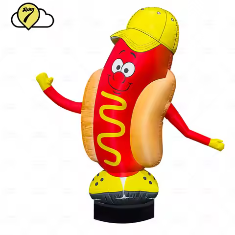 2.5m Hot Sell Customize Hot Dog Shop Inflatable Air dancer Chef Hot Dog Inflatables waving arms Adve