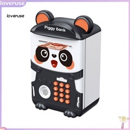 /LO/ Kids Panda Piggy Bank with Auto-Roll, Password  Fingerprint Unlock, Electric Coin Cash ATM Mach