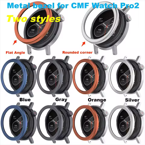 Flat Angle Rounded corner Metal bezel for CMF Watch Pro 2 smart watch case Bumper For CMF BY NOTHING